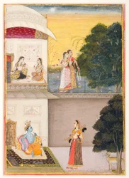 Radha kommt zu Krishna mit ihrer Vina, 1685